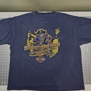 Harley Davidson Tshirt XXL Bahamas Pirate Blackbeards Skeleton Skull Biker Y2K